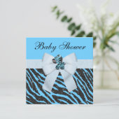 Niedlich Blue Zebra & Animal Print Glitzer Babydus Einladung (Stehend Vorderseite)
