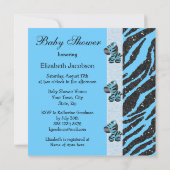 Niedlich Blue Zebra & Animal Print Glitzer Babydus Einladung (Rückseite)