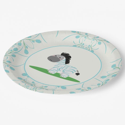 Niedlich Blue Zebra Baby Dusche Party Teller (Schrägansicht)