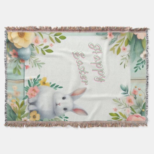 Niedlich, blumenfreudig Osterhase Decke (Vorderseite)