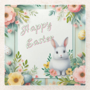 Niedlich, blumenfreudig Osterhase Glasuntersetzer