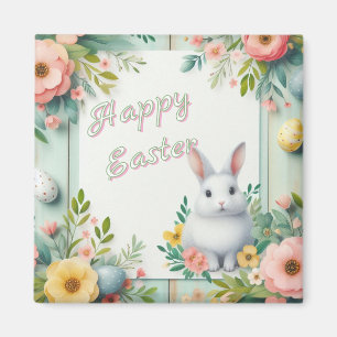 Niedlich, blumenfreudig Osterhase Magnet