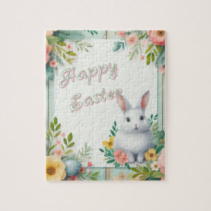 Niedlich, blumenfreudig Osterhase Puzzle