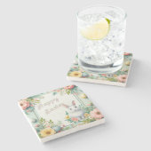 Niedlich, blumenfreudig Osterhase Steinuntersetzer (Seitenansicht)