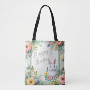 Niedlich, blumenfreudig Osterhase Tasche
