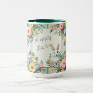 Niedlich, blumenfreudig Osterhase Tasse