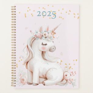 Niedlich Blush and Mint Unicorn Gold Glitzer 2025 Planer