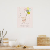 Niedlich Blush Bear Ballon Girl Monogram Baby Poster (Küche)