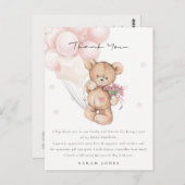 Niedlich Blush Bear Bear Bearly Wait Balloon Babyd Postkarte (Vorne/Hinten)