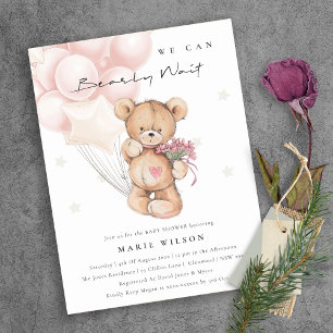 Niedlich Blush Bear Bear Bearly Wait Balloon Babyd Postkarte