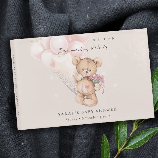 Niedlich Blush Bearly Wait Bear Balloon Babydusche Gästebuch