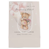 Niedlich Blush Bearly Wait Bear Balloon Babydusche Mittlere Geschenktüte (Rückseite)
