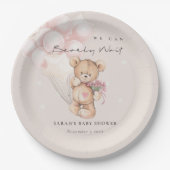 Niedlich Blush Bearly Wait Bear Balloon Babydusche Pappteller (Vorderseite)