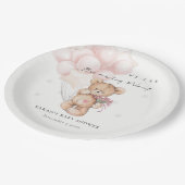 Niedlich Blush Bearly Wait Bear Balloon Babydusche Pappteller (Schrägansicht)