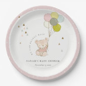 Niedlich Blush Bearly Wait Bear Balloon Babydusche Pappteller (Vorderseite)