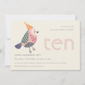 Niedlich Blush Birdie jedes Alter von 10 Jahren Ei Dankeskarte (Vorderseite)