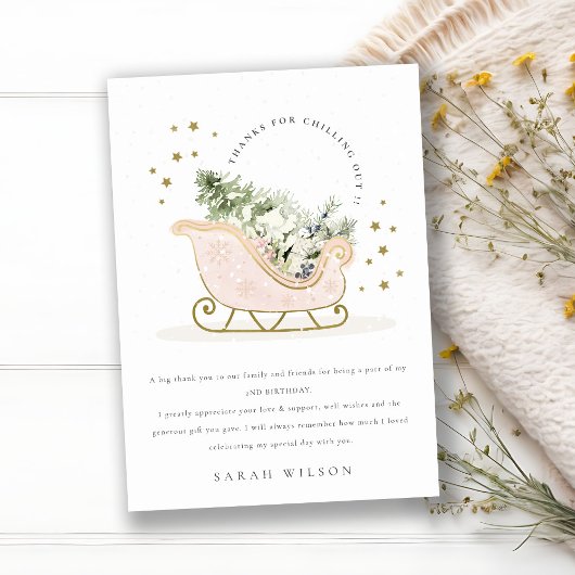 Niedlich Blush Golden Winter Schlitten jeden Gebur Dankeskarte
