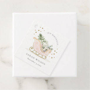 Niedlich Blush Golden Winter Schlitten jeden Gebur Geschenkanhänger