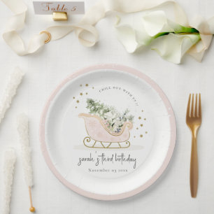 Niedlich Blush Golden Winter Schlitten jeden Gebur Pappteller