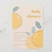 Niedlich Blush Peach Lemon Fruity Bold Baby Dusche Einladung (Vorne/Hinten)
