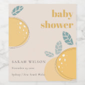 Niedlich Blush Peach Lemon Fruity Bold Baby Dusche Weinetikett (Einzelnes Label)