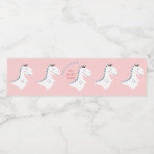 Niedlich Blush Pink Aquamarin Dinosaurier Geburtst Wasserflaschenetikett (Einzelnes Label)