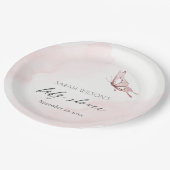 Niedlich Blush Pink Aquarell Butterfly Babydusche Pappteller (Schrägansicht)