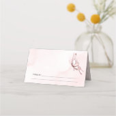 Niedlich Blush Pink Aquarell Butterfly Babydusche Platzkarte (Rückseite)