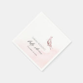 Niedlich Blush Pink Aquarell Butterfly Babydusche Serviette (Ecke)