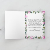 Niedlich Blush Pink Berries Grün Foto Weihnachten Karte (Innenseite)