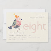 Niedlich Blush Pink Birdie Jedes Alter 8. Geburtst Dankeskarte (Vorderseite)