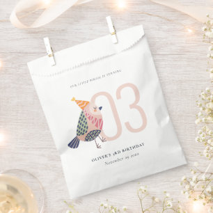 Niedlich Blush Pink Boho Birdie jedes Alter Geburt Geschenktütchen