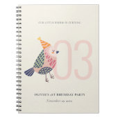 Niedlich Blush Pink Boho Birdie jedes Alter Geburt Notizblock (Vorderseite)
