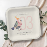 Niedlich Blush Pink Boho Birdie jedes Alter Geburt Pappteller<br><div class="desc">Wenn Sie weitere Anpassungen benötigen,  schreiben Sie mir bitte an yellowfebstudio@gmail.com.</div>