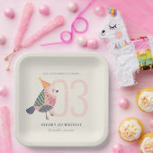 Niedlich Blush Pink Boho Birdie jedes Alter Geburt Pappteller (Party)