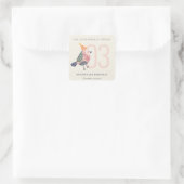 Niedlich Blush Pink Boho Birdie jedes Alter Geburt Quadratischer Aufkleber (Tasche)
