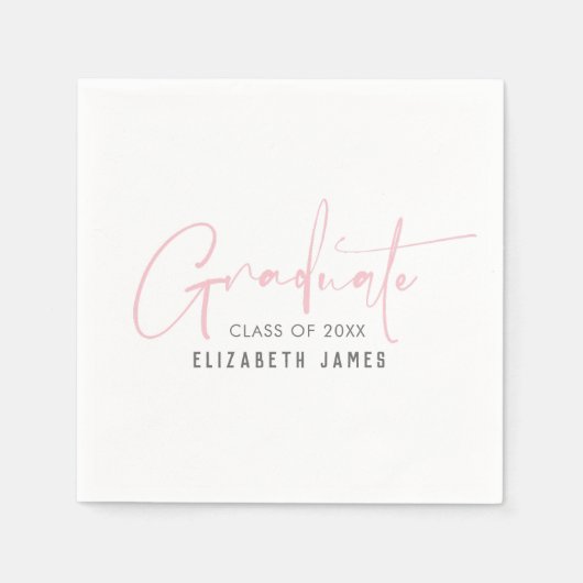 Niedlich Blush Pink Buchstabieren Abschluss Napkin Serviette (Vorderseite)