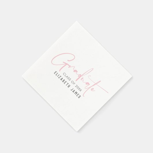 Niedlich Blush Pink Buchstabieren Abschluss Napkin Serviette (Ecke)