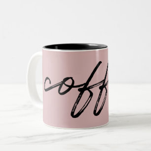 Niedlich Blush Pink "coffee" Minimalistisches Skri Zweifarbige Tasse
