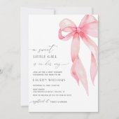 Niedlich Blush Pink Coquette Bow Baby Girl Dusche Einladung (Vorderseite)