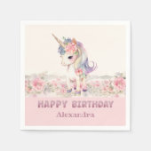 Niedlich Blush Pink Einhorn Girl's Birthday Serviette (Vorderseite)
