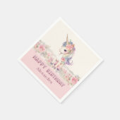 Niedlich Blush Pink Einhorn Girl's Birthday Serviette (Ecke)
