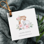 Niedlich Blush Pink Floral Cake Mixer Bäckerei Cat Geschenkanhänger