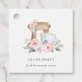 Niedlich Blush Pink Floral Cake Mixer Bäckerei Cat Geschenkanhänger (Vorderseite)