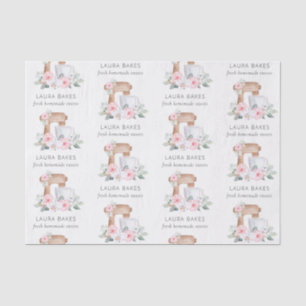 Niedlich Blush Pink Floral Cake Mixer Bäckerei Cat Seidenpapier