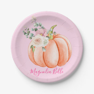 Niedlich Blush Pink Frühling Floral Little Pumpki Pappteller