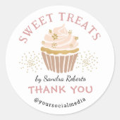Niedlich Blush Pink Gold Cupcake Bäckerei Vielen D Runder Aufkleber (Vorderseite)