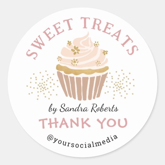 Niedlich Blush Pink Gold Cupcake Bäckerei Vielen D Runder Aufkleber (Vorderseite)