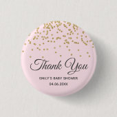 Niedlich Blush Pink Gold Glitzer Danke Baby Dusche Button (Vorderseite)