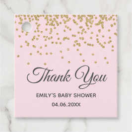 Niedlich Blush Pink Gold Glitzer Danke Baby Dusche Geschenkanhänger